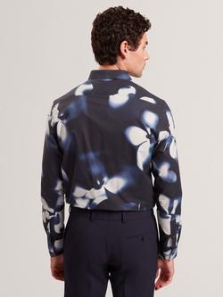 Ted Baker Floral Print Cotton Shirt, Navy - view 2, Navy