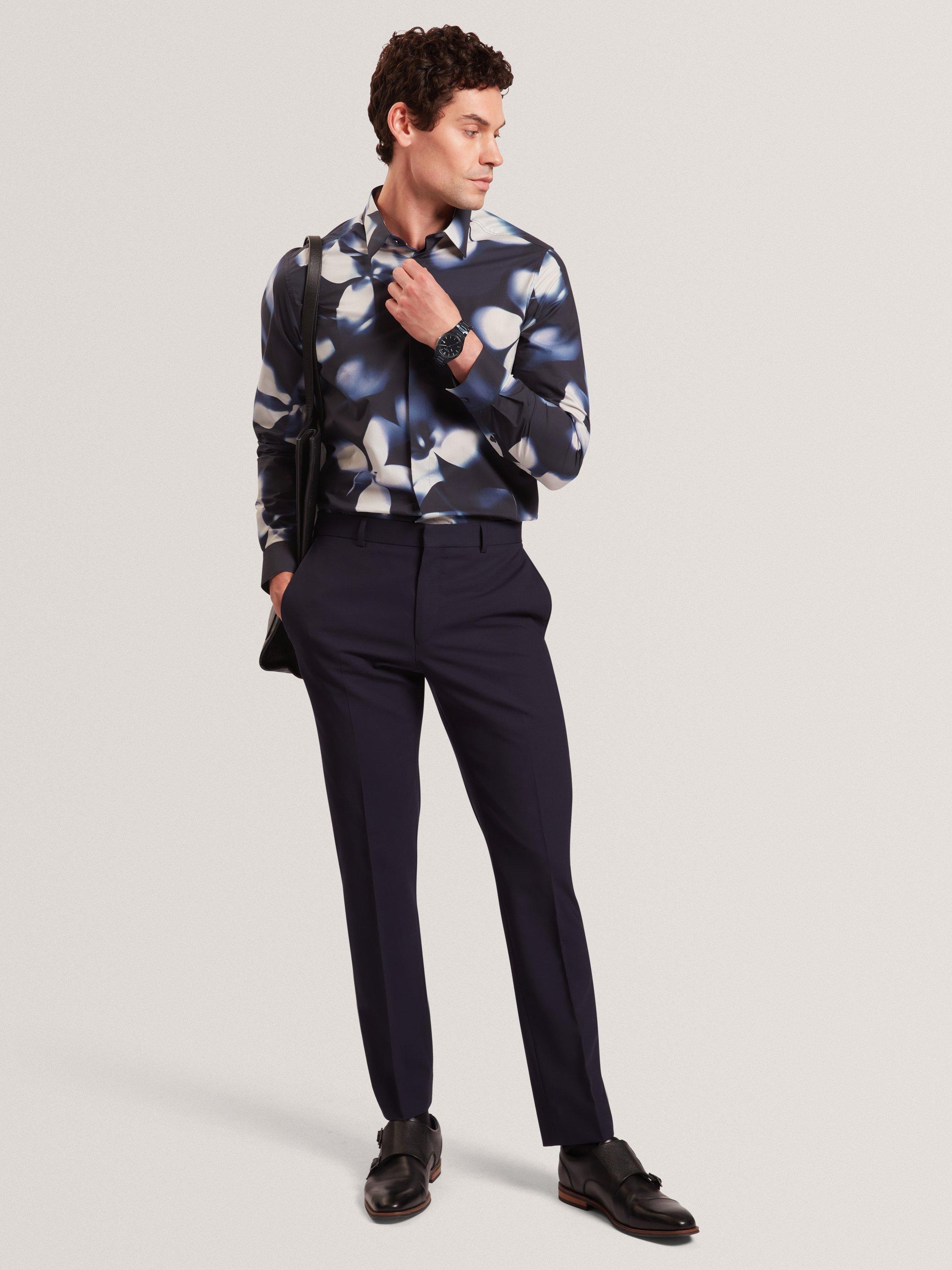 Product image 5 of 7, which shows Ted Baker Floral Print Cotton Shirt, Navy, S