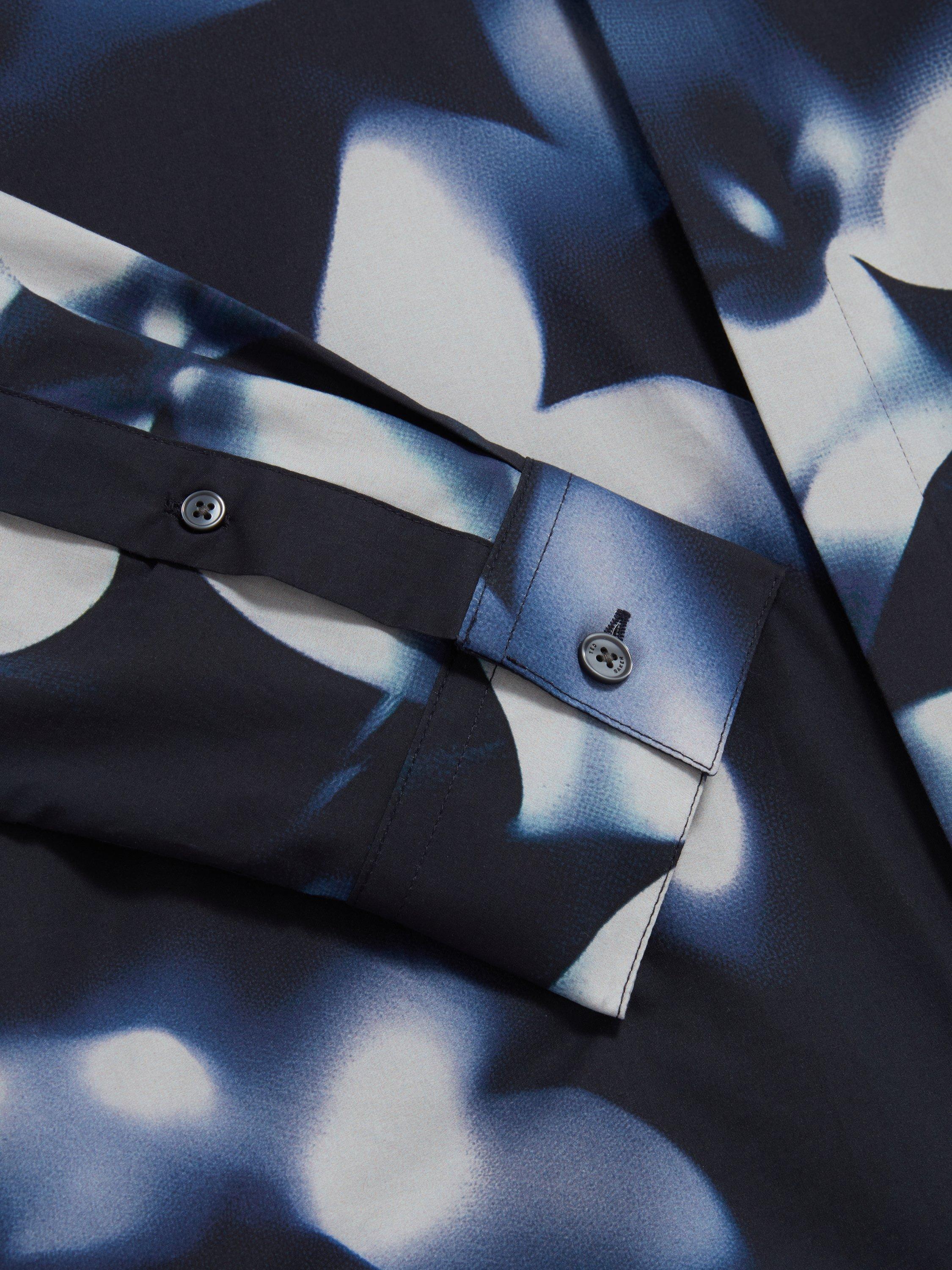 Product image 7 of 7, which shows Ted Baker Floral Print Cotton Shirt, Navy, S