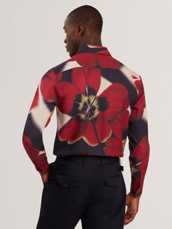 Ted Baker Phelin Floral Print Cotton Blend Shirt, Navy - view 2, Navy