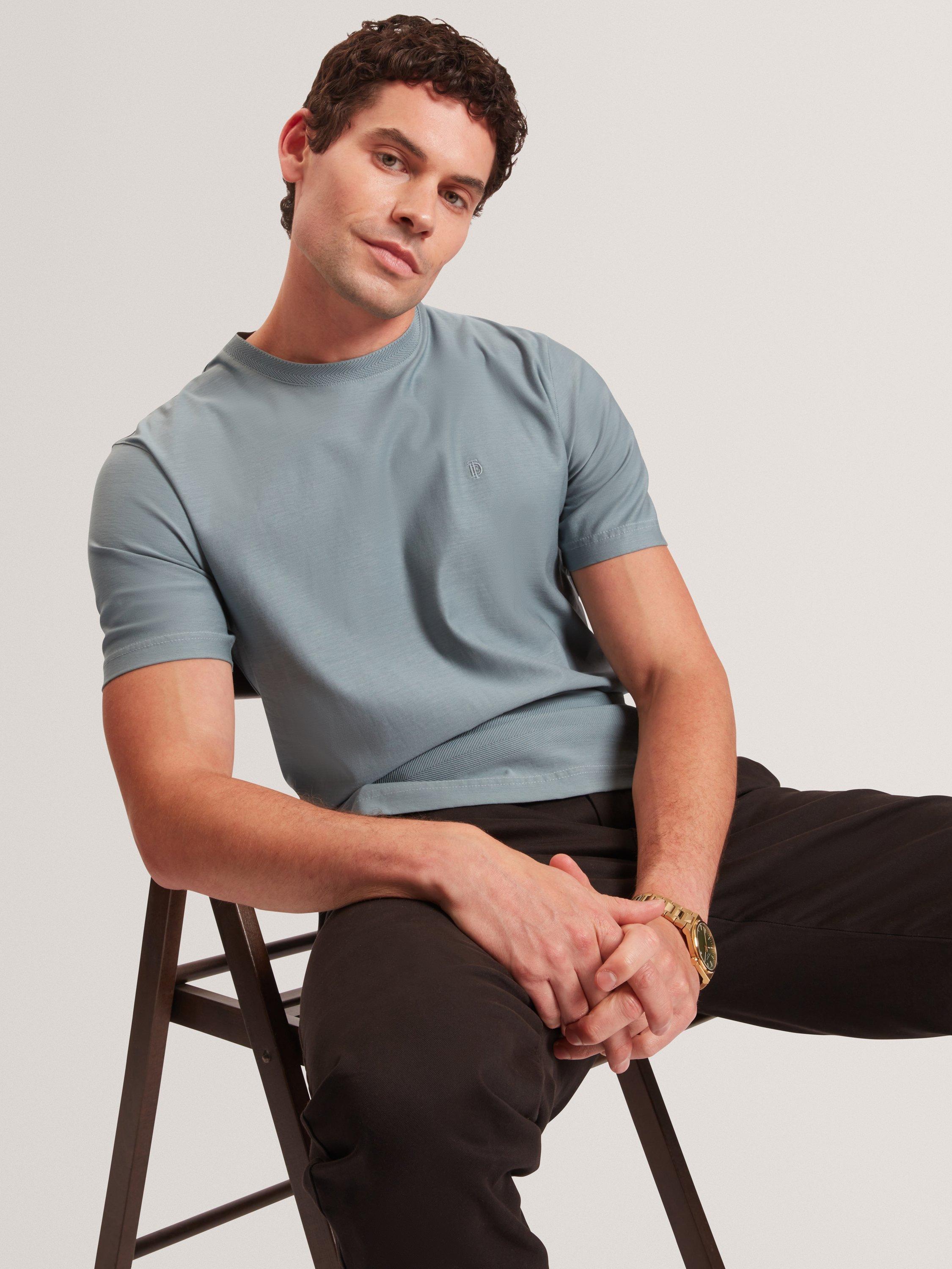 Product image 4 of 7, which shows Ted Baker Kaelith Crew Neck Cotton T-Shirt, Teal-blue, S