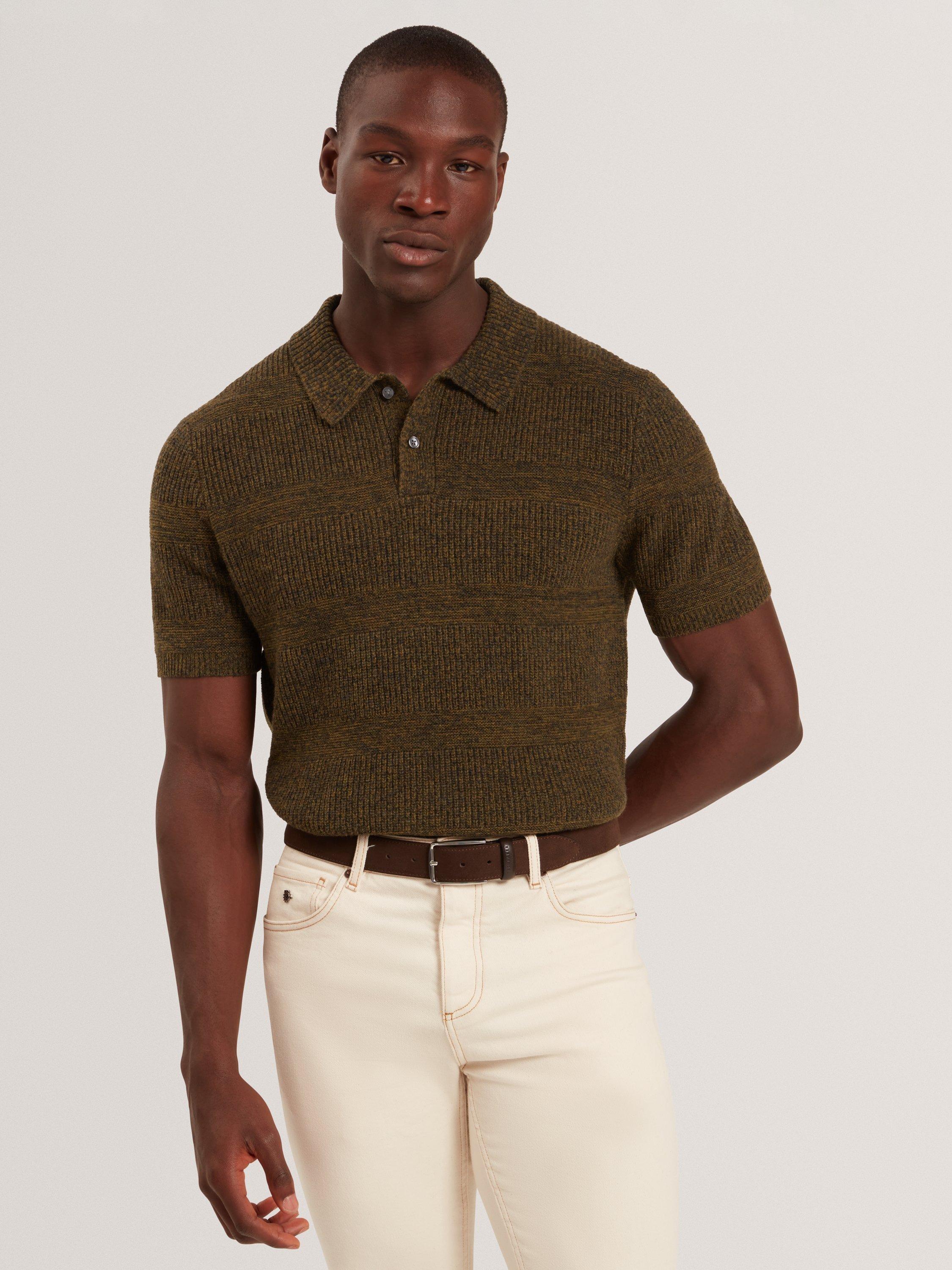 Product image 1 of 6, which shows Ted Baker Mavik Wool Blend Polo Shirt, Brown-tan, S