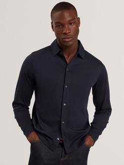 Ted Baker Quillon Long Sleeve Cotton Polo Shirt, Navy, Navy