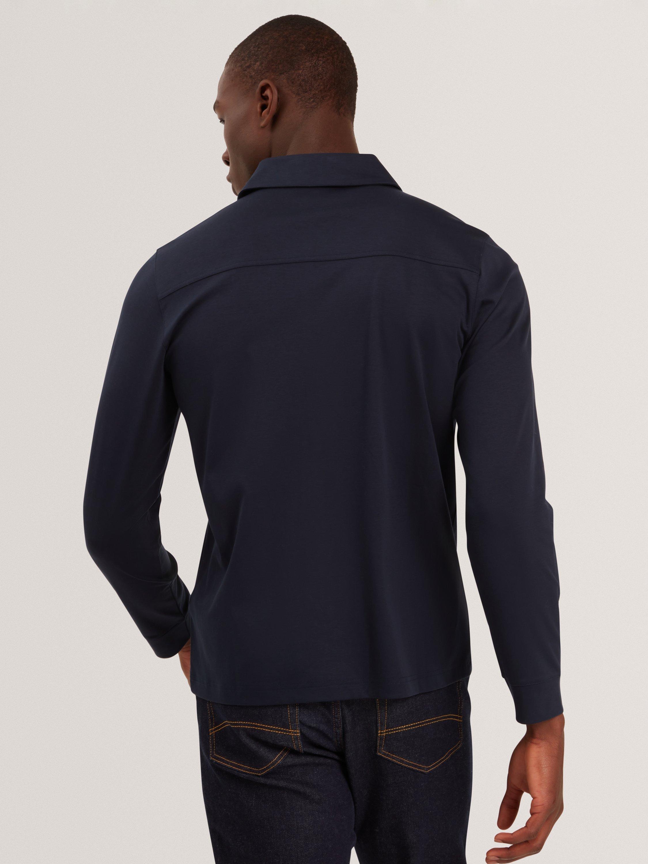 Product image 2 of 7, which shows Ted Baker Quillon Long Sleeve Cotton Polo Shirt, Navy, S
