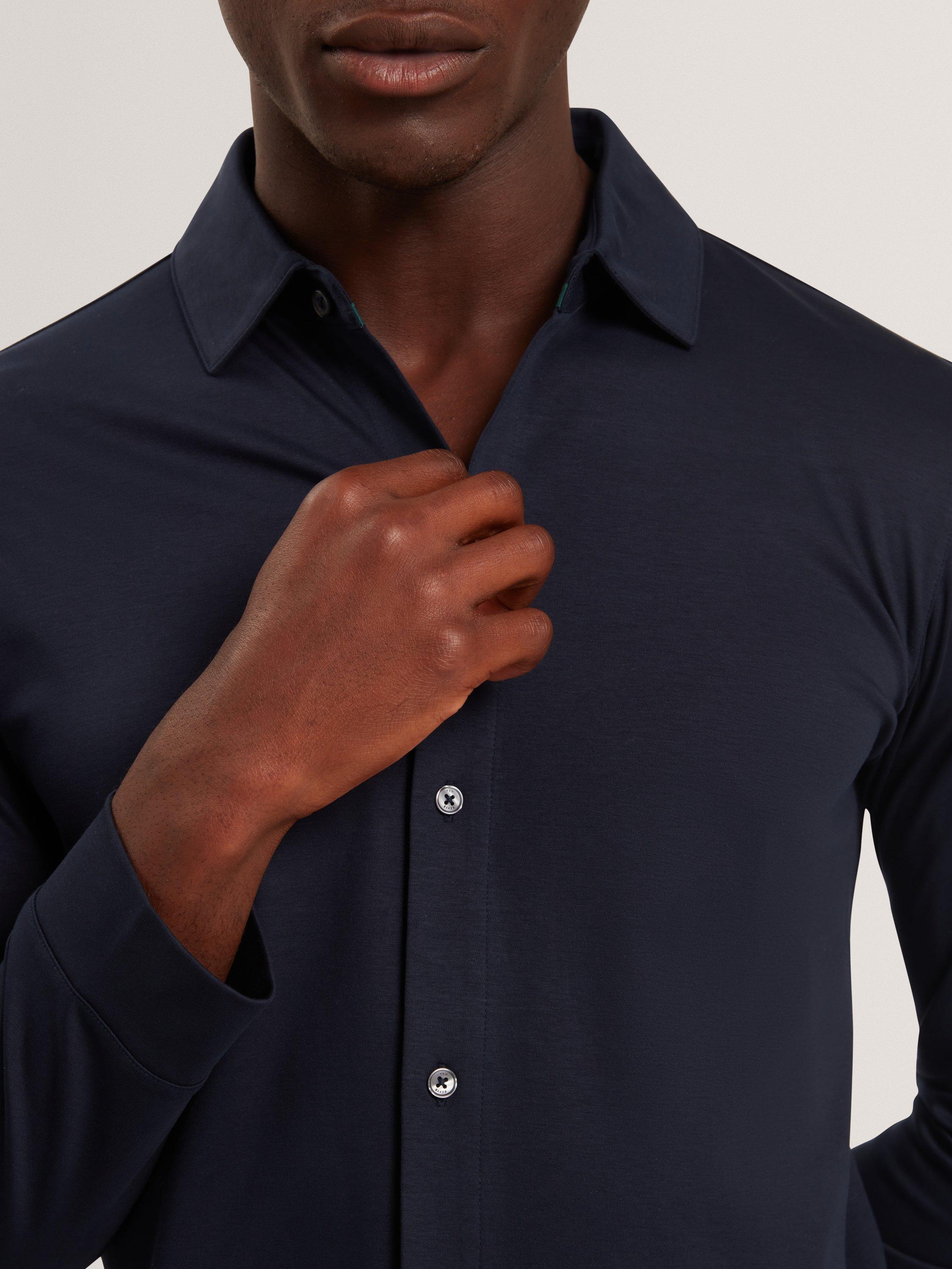 Product image 3 of 7, which shows Ted Baker Quillon Long Sleeve Cotton Polo Shirt, Navy, S