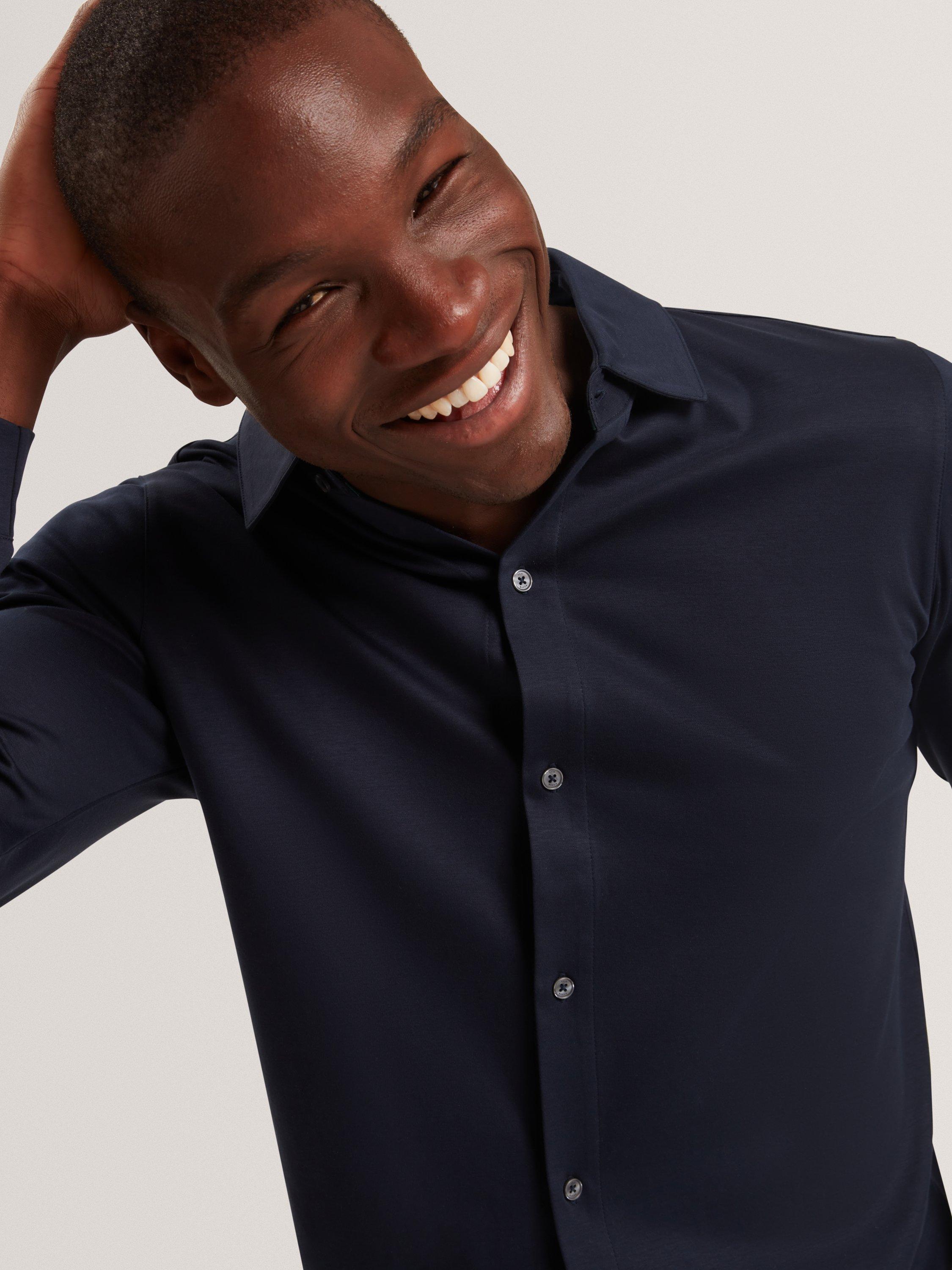 Product image 4 of 7, which shows Ted Baker Quillon Long Sleeve Cotton Polo Shirt, Navy, S