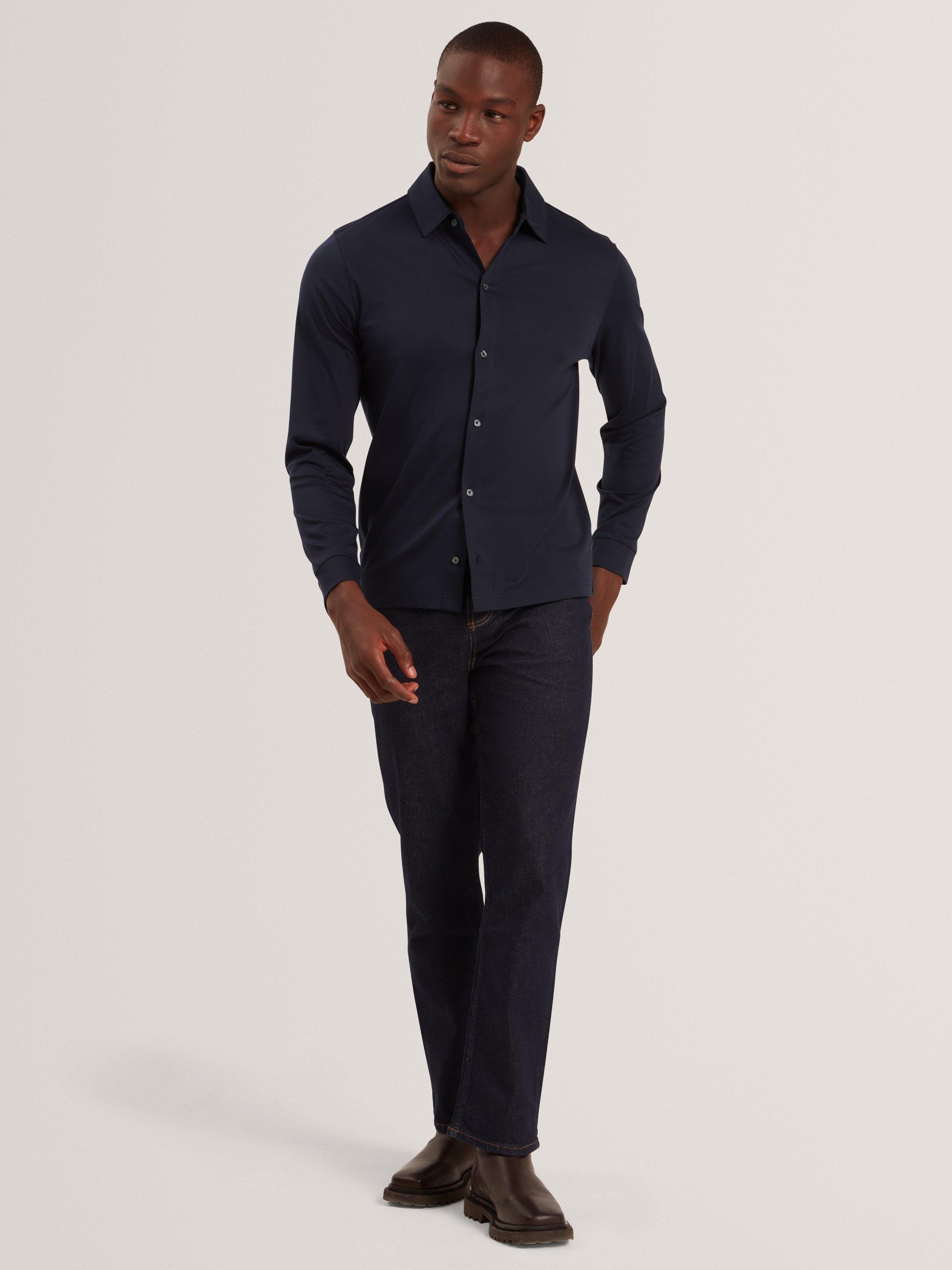 Product image 5 of 7, which shows Ted Baker Quillon Long Sleeve Cotton Polo Shirt, Navy, S