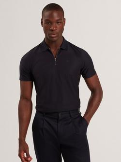 Ted Baker Zorin Half Zip Cotton Polo Shirt, Navy, Navy