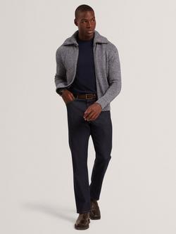 Ted Baker Varink Zip Front Cotton Blend Jumper, Navy, Navy