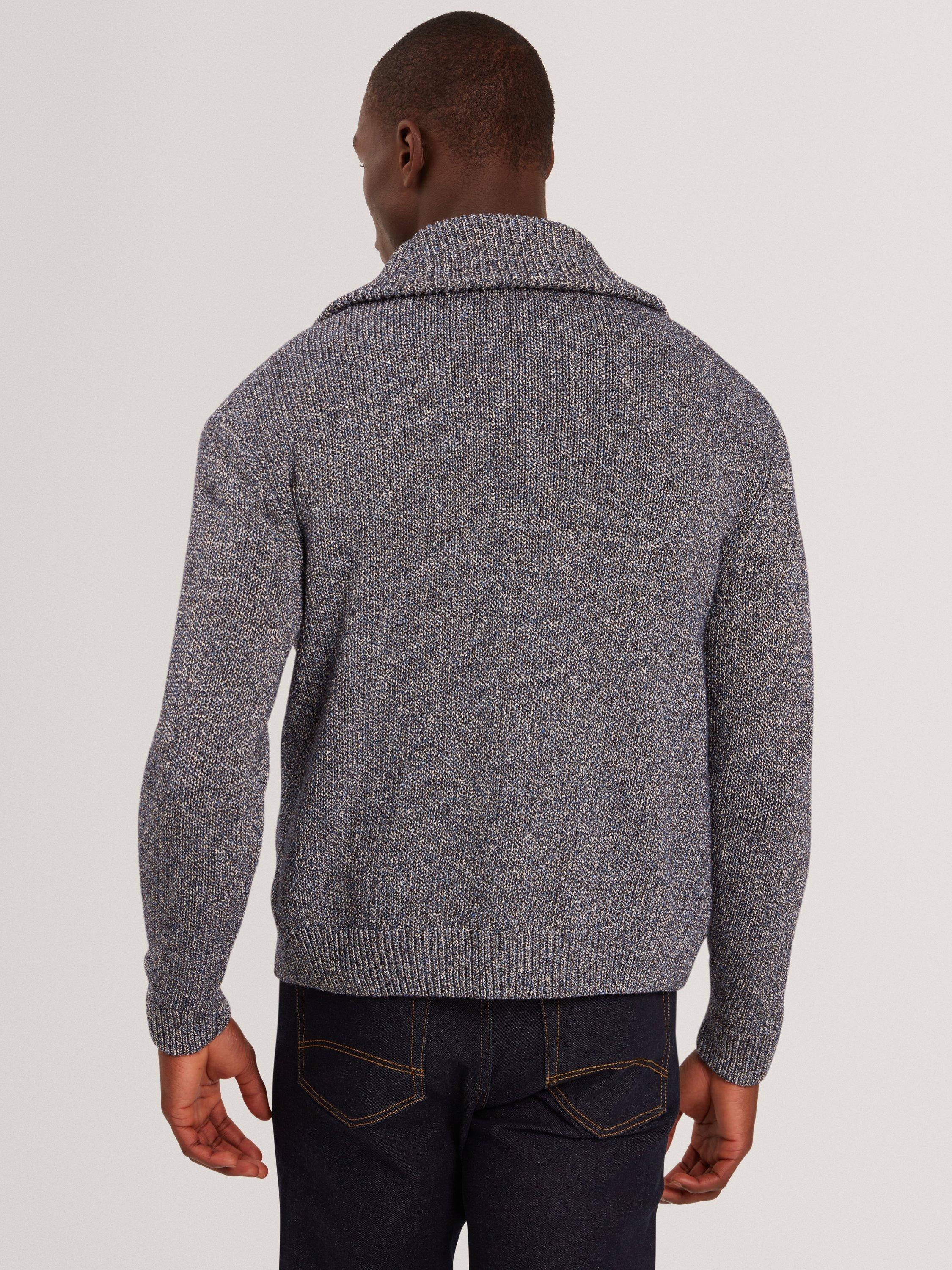 Product image 2 of 6, which shows Ted Baker Varink Zip Front Cotton Blend Jumper, Navy, S