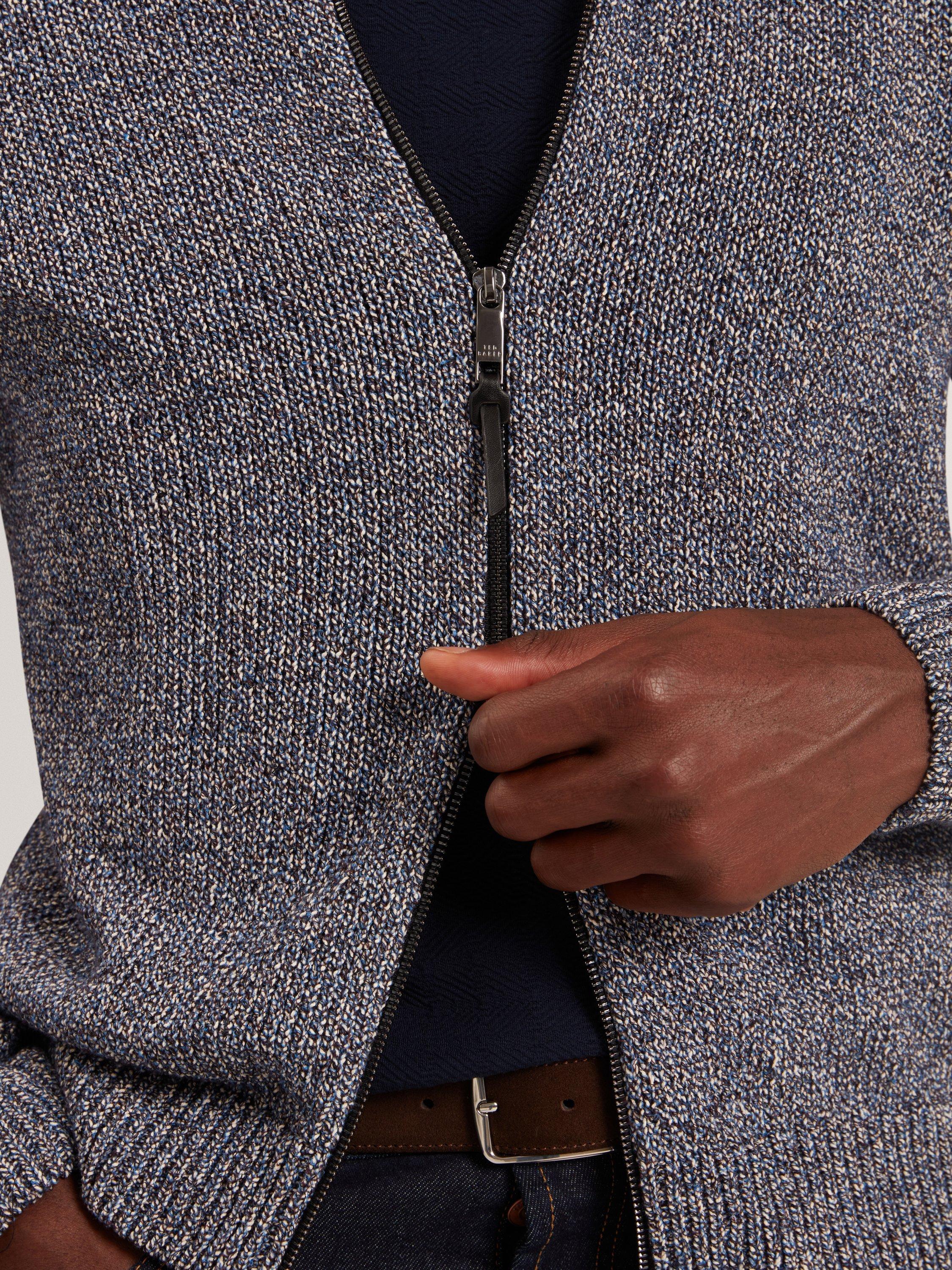 Product image 3 of 6, which shows Ted Baker Varink Zip Front Cotton Blend Jumper, Navy, S