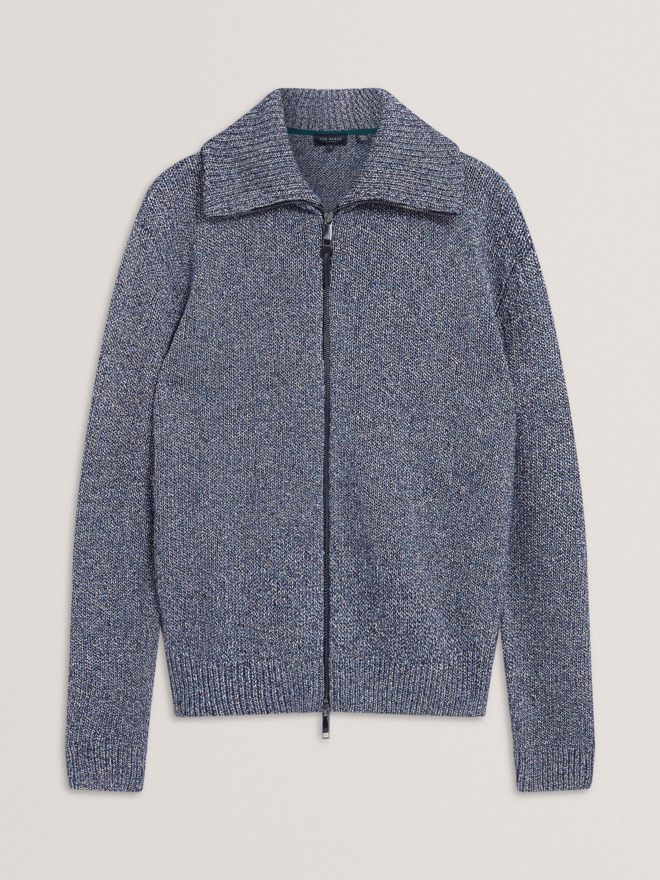 Product image 5 of 6, which shows Ted Baker Varink Zip Front Cotton Blend Jumper, Navy, S