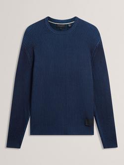 Ted Baker Timmno Crew Neck Ribbed Jumper, Navy, Navy