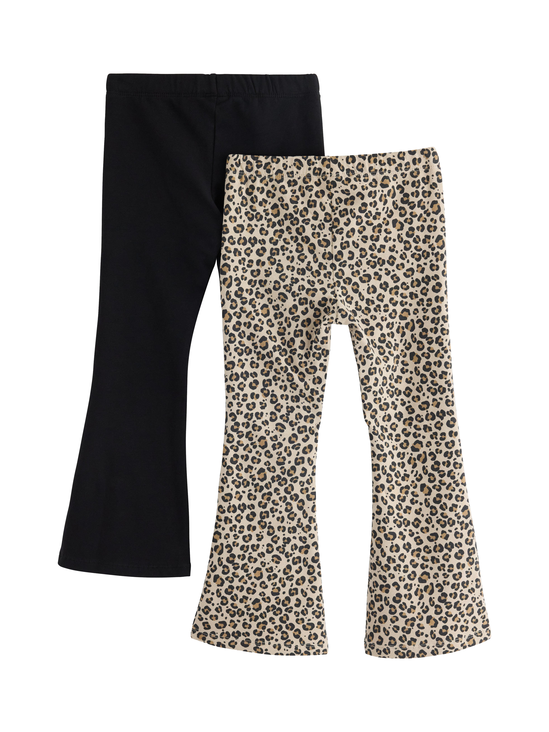 Product image 2 of 3, which shows Lindex Kids' Cotton Blend Flared Leggings, Pack of 2, Black, 4-5 years