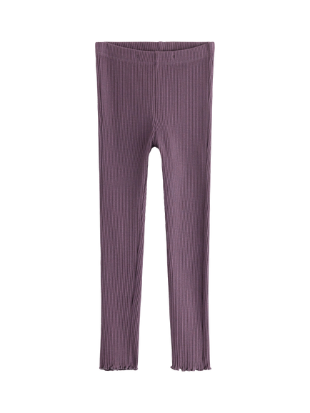 Lindex Kids' Cotton Blend Frill Trim Leggings, Light Dusty Lilac