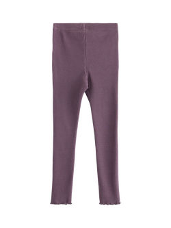 Lindex Kids' Cotton Blend Frill Trim Leggings - view 2, Light Dusty Lilac
