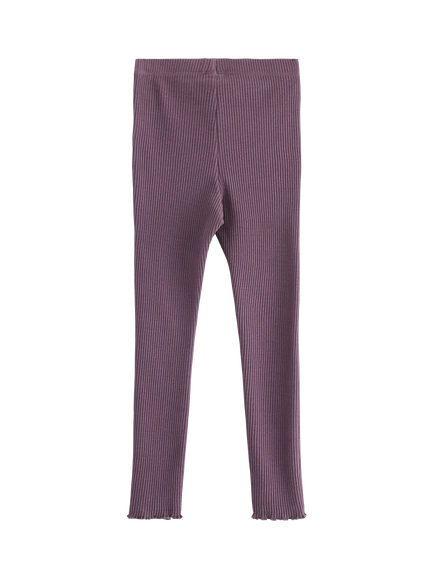 Lindex Kids' Cotton Blend Frill Trim Leggings - view 2, Light Dusty Lilac