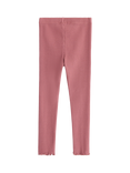Lindex Kids' Cotton Blend Frill Trim Leggings, Dark Dusty Pink