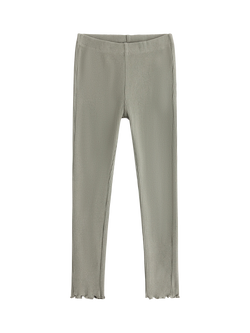 Lindex Kids' Cotton Blend Frill Trim Leggings, Light Dusty Green