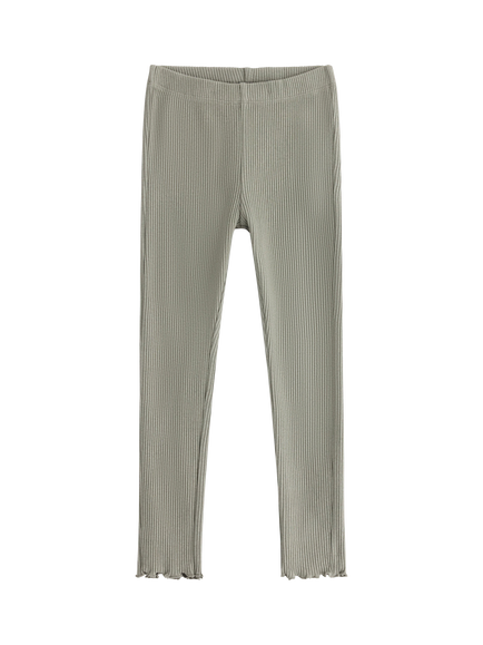 Lindex Kids' Cotton Blend Frill Trim Leggings, Light Dusty Green