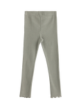 Lindex Kids' Cotton Blend Frill Trim Leggings, Light Dusty Green