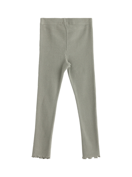Lindex Kids' Cotton Blend Frill Trim Leggings - view 2, Light Dusty Green