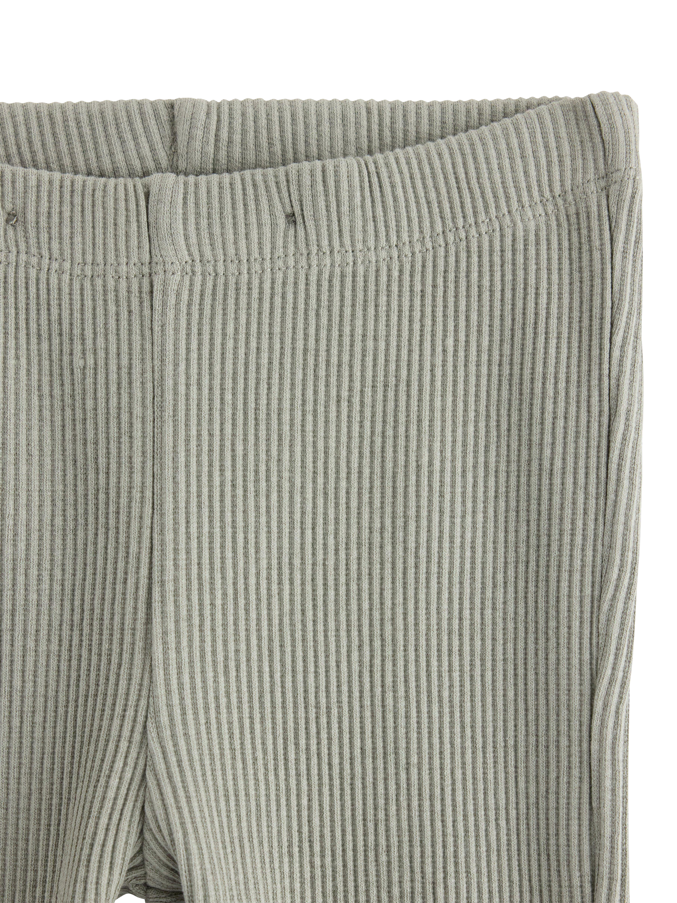 Product image 3 of 3, which shows Lindex Kids' Cotton Blend Frill Trim Leggings, Light Dusty Green, 18-24 months