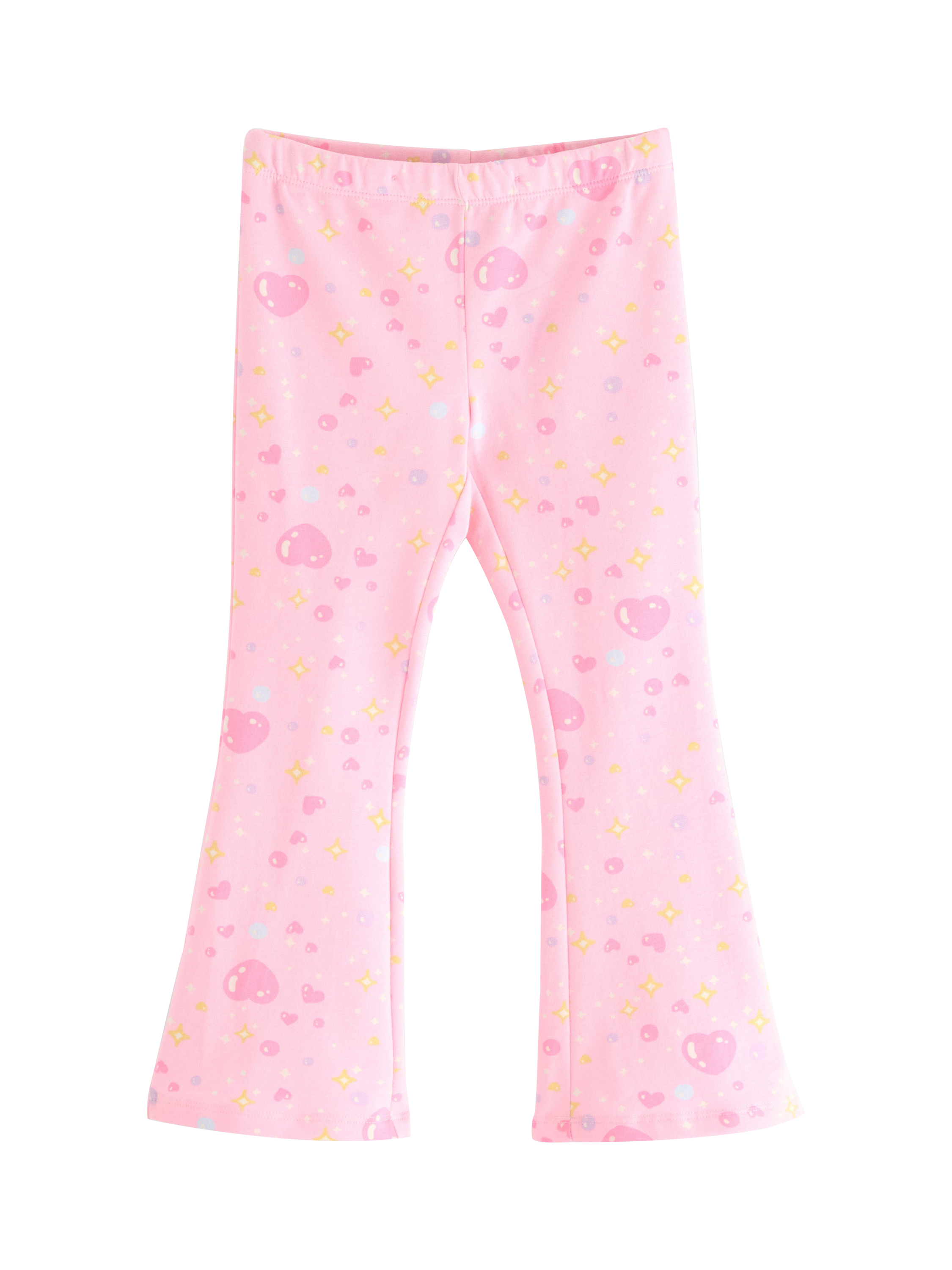 Product image 1 of 3, which shows Lindex Kids' Cotton Blend Flared Printed Leggings, Light Pink, 18-24 months