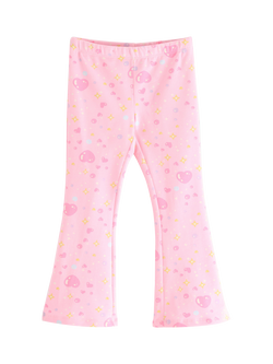 Lindex Kids' Cotton Blend Flared Printed Leggings, Light Pink, Light Pink