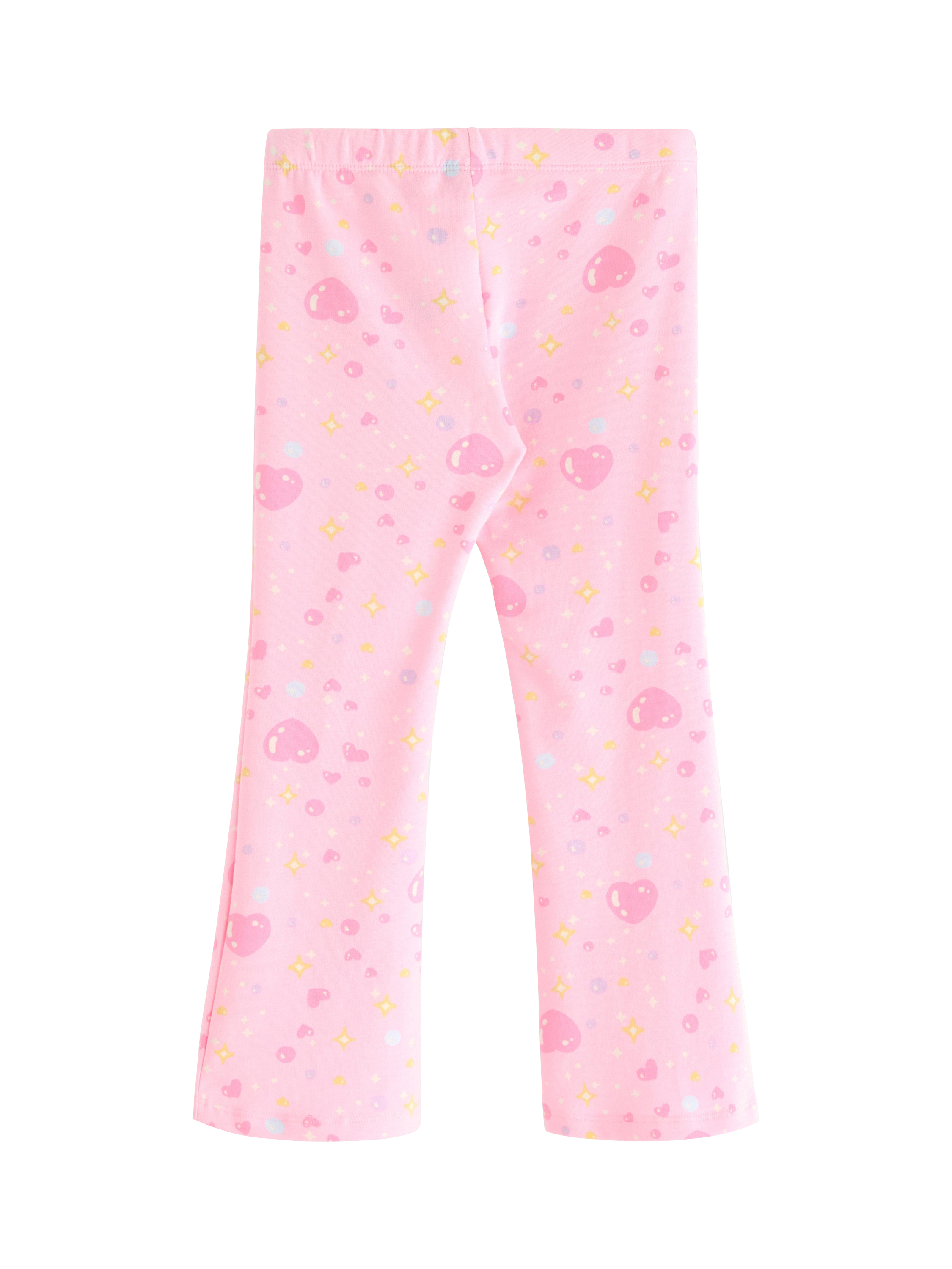 Product image 2 of 3, which shows Lindex Kids' Cotton Blend Flared Printed Leggings, Light Pink, 18-24 months