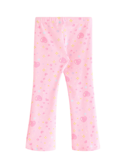 Lindex Kids' Cotton Blend Flared Printed Leggings, Light Pink - view 2, Light Pink
