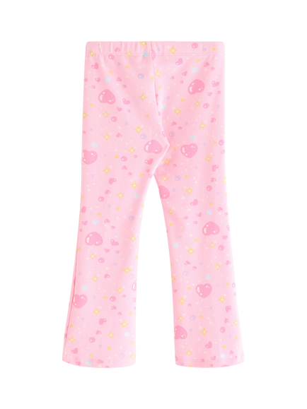 Lindex Kids' Cotton Blend Flared Printed Leggings, Light Pink - view 2, Light Pink