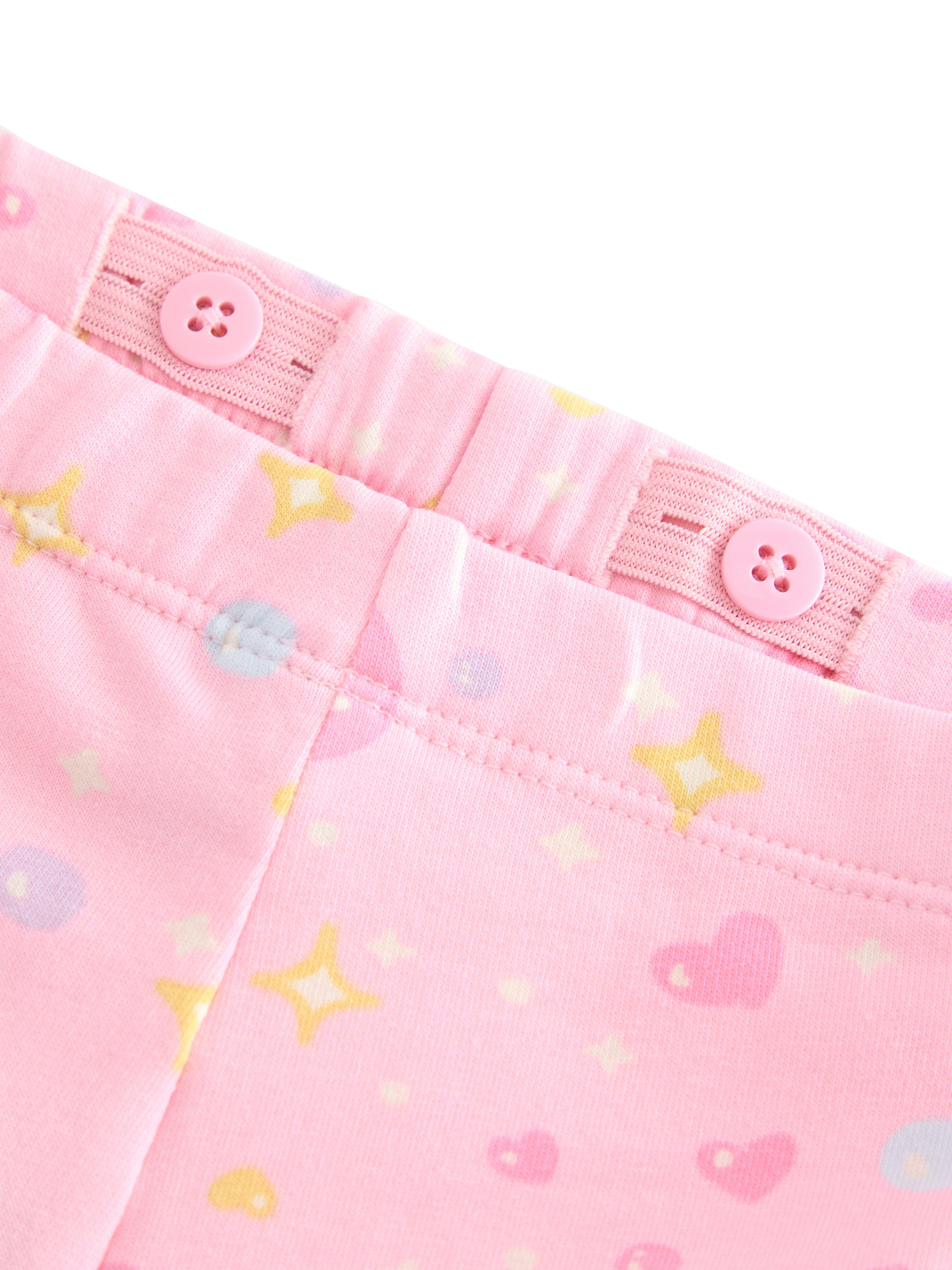 Product image 3 of 3, which shows Lindex Kids' Cotton Blend Flared Printed Leggings, Light Pink, 18-24 months