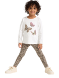 Lindex Kids' Cotton Blend Leopard Print Leggings, Beige