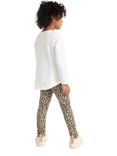 Lindex Kids' Cotton Blend Leopard Print Leggings, Beige