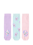Lindex Kids' Cotton Blend Unicorn Socks, Pack of 3, Light Pink