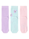 Lindex Kids' Cotton Blend Unicorn Socks, Pack of 3, Light Pink
