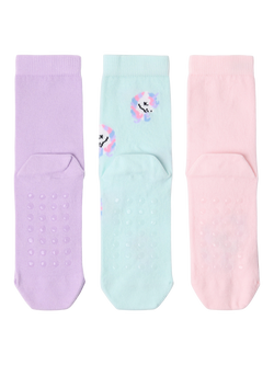 Lindex Kids' Cotton Blend Unicorn Socks, Pack of 3, Light Pink - view 2, Light Pink