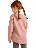 Lindex Kids' Cotton Long Sleeved Rabbit Motif Top, Dusty Pink
