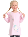 Lindex Kids' Cotton Long Sleeved Unicorn Top, Light Pink
