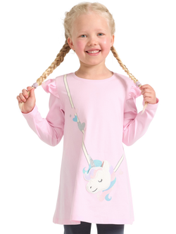 Lindex Kids' Cotton Long Sleeved Unicorn Top, Light Pink, Light Pink