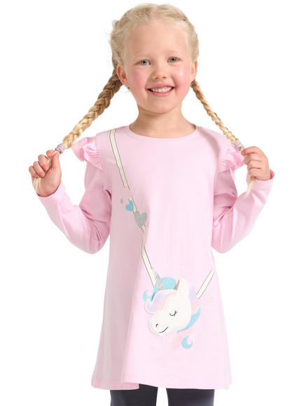 Lindex Kids' Cotton Long Sleeved Unicorn Top, Light Pink, Light Pink