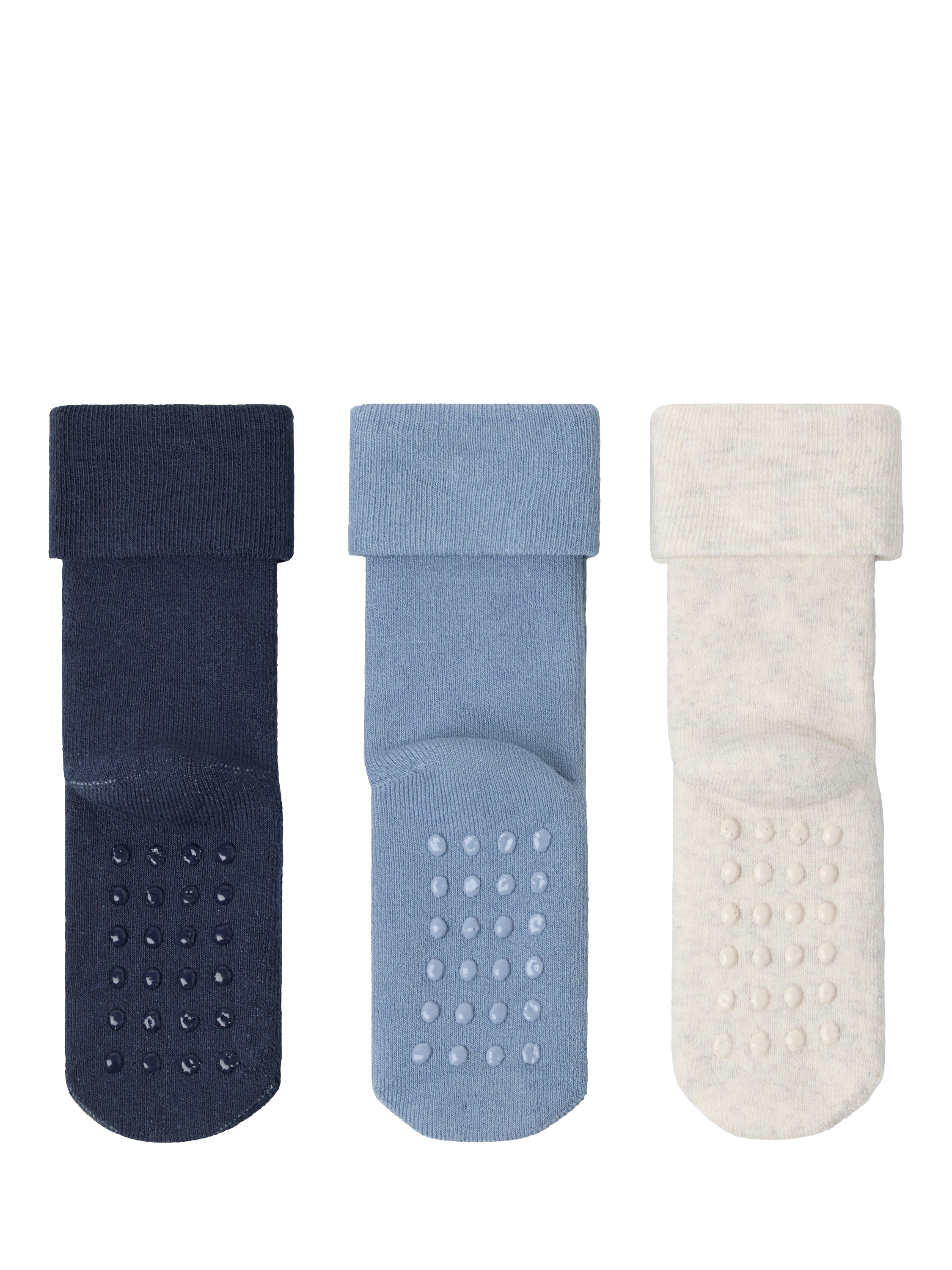Product image 2 of 3, which shows Lindex Baby Cotton Blend Animal Socks, Pack of 3, Light Dusty Blue, 4-9 months