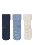 Lindex Baby Cotton Blend Animal Socks, Pack of 3, Light Dusty Blue