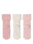 Lindex Baby Cotton Blend Animal Socks, Pack of 3, Light Dusty Pink