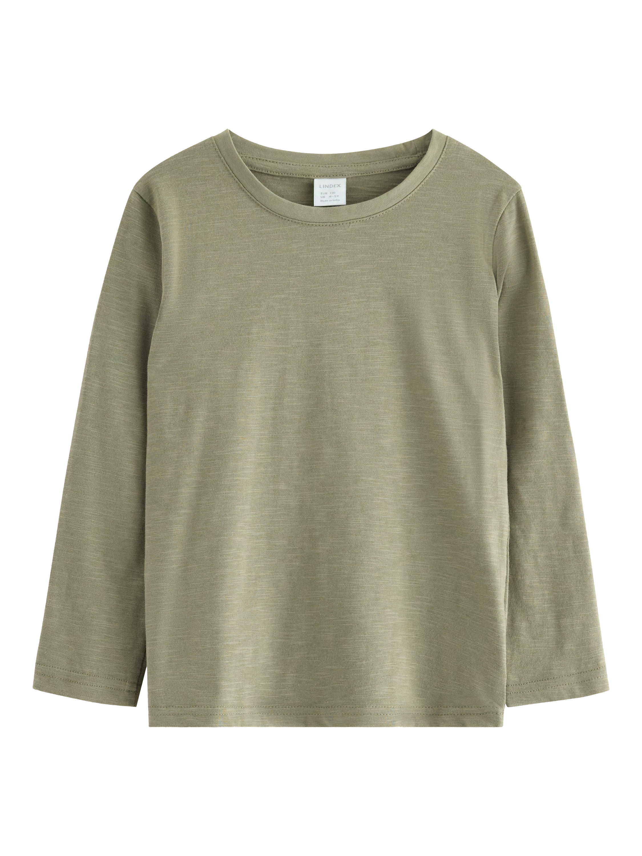 Product image 1 of 3, which shows Lindex Kid's Cotton Relaxed Long Sleeved Top, Light Dusty Khaki, 3-4 years