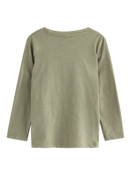 Lindex Kid's Cotton Relaxed Long Sleeved Top - view 2, Light Dusty Khaki