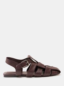 HUSH Caged Leather Fisherman Strappy Sandals, Windsor Wine, Windsor Wine
