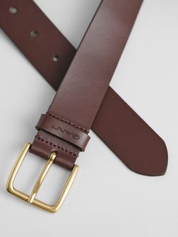 GANT Logo Leather Belt - view 2, Soil Brown
