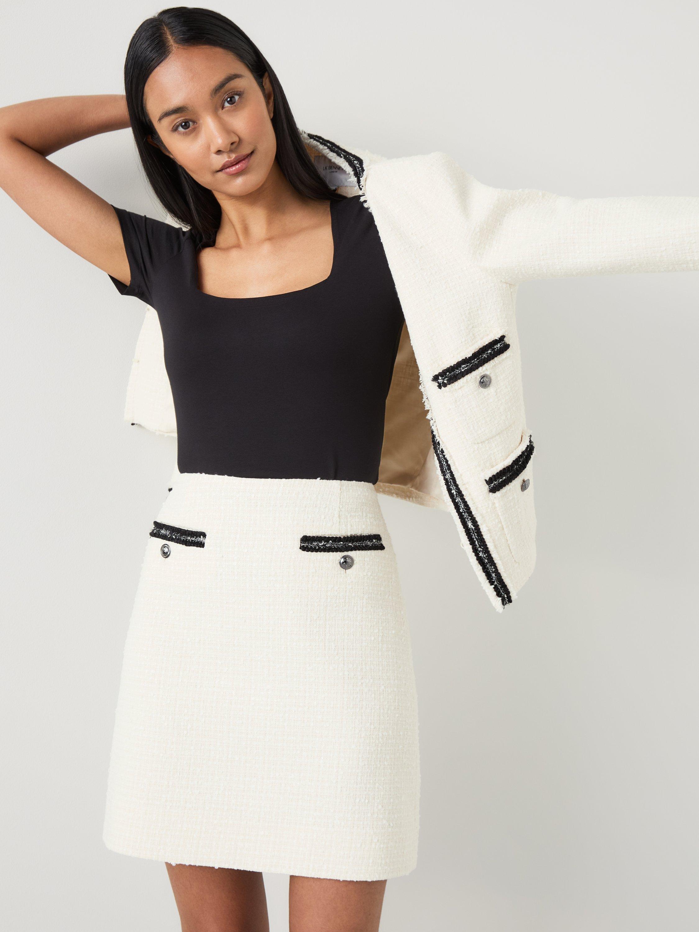 Product image 4 of 5, which shows L.K.Bennett Charlie Tweed Jacket, Cream, 6